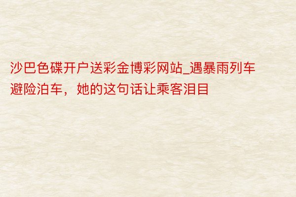 沙巴色碟开户送彩金博彩网站_遇暴雨列车避险泊车，她的这句话让乘客泪目