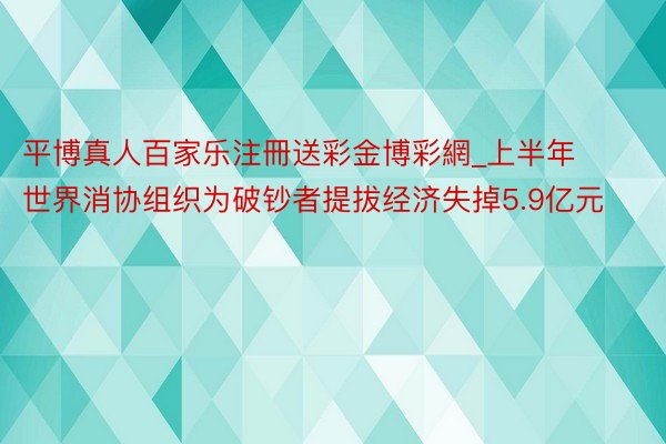 平博真人百家乐注冊送彩金博彩網_上半年世界消协组织为破钞者提拔经济失掉5.9亿元